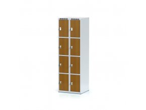 Šatní skříňka s úložnými boxy, 8 boxů 300 mm, laminované dveře třešeň, otočný zámek