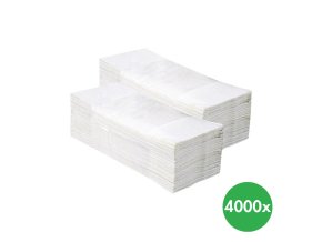Skládané papírové ručníky, jednovrstvé, 4000 ks, bílé