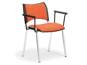 konferencni zidle smart chromovane nohy s podruckami oranzova 917