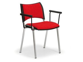 konferencni zidle smart chromovane nohy s podruckami cervena 918