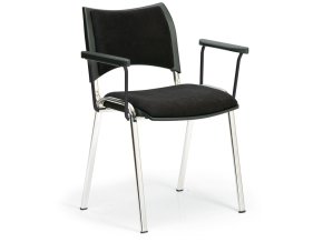 konferencni zidle smart chromovane nohy s podruckami cerna 919