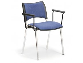 Konferenční židle SMART, chromované nohy, s područkami, modrá