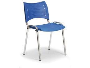Plastová židle SMART, chromované nohy, modrá