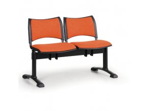 Čalouněné lavice do čekáren SMART, 2-sedák, oranžová, černé nohy