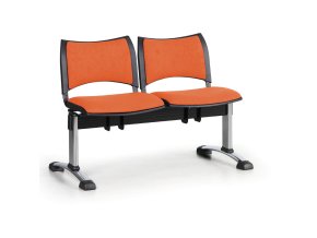 Čalouněné lavice do čekáren SMART, 2-sedák, oranžová, chromované nohy