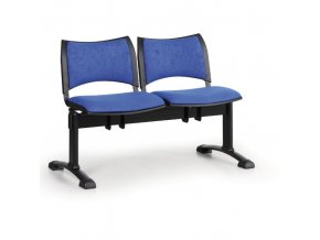 Čalouněná lavice do čekáren SMART, 2-sedák, modrá, černé nohy