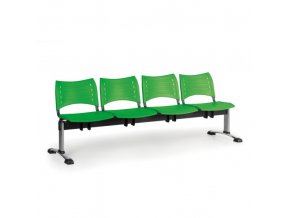 Plastová lavice do čekáren VISIO, 4-sedák, zelená, chromované nohy