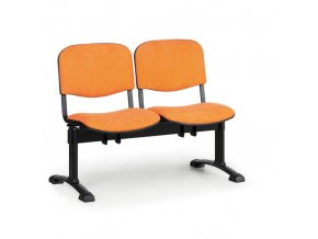 Čalouněná lavice do čekáren VIVA, 2-sedák, oranžová, černé nohy