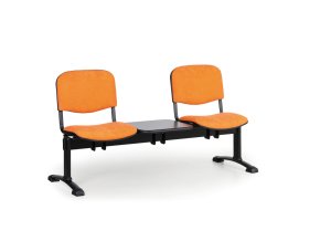 Čalouněná lavice do čekáren VIVA, 2-sedák, se stolkem, oranžová, černé nohy