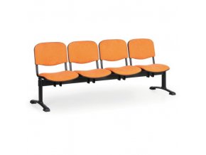 Čalouněná lavice do čekáren VIVA, 4-sedák, oranžová, černé nohy