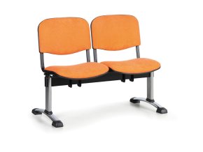 Čalouněná lavice do čekáren VIVA, 2-sedák, oranžová, chromované nohy