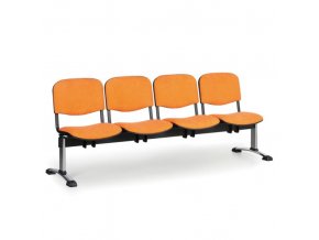 Čalouněná lavice do čekáren VIVA, 4-sedák, oranžová, chromované nohy