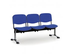 Čalouněná lavice do čekáren VIVA, 3-sedák, modrá, chromované nohy