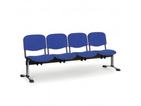 Čalouněná lavice do čekáren VIVA, 4-sedák, modrá, chromované nohy