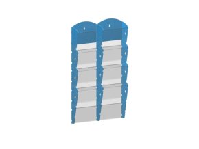 Nástěnný plastový zásobník na prospekty - 2 x 4 A4, modrý
