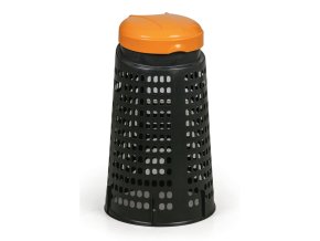 Plastový odpadkový koš na 120 L pytle, černý, oranžové víko