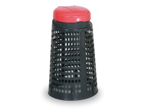 Plastový odpadkový koš na 120 L pytle, černý, červené víko