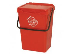 Plastový odpadkový koš pro třídění odpadu, červený, 35 l