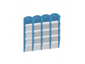Nástěnný plastový zásobník na prospekty - 4 x 4 A4, modrý