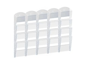 Nástěnný plastový zásobník na prospekty - 5 x 4 A4, bílý