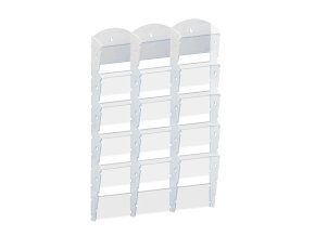 Nástěnný plastový zásobník na prospekty - 3 x 5 A4, bílý