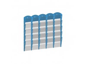 Nástěnný plastový zásobník na prospekty - 5 x 5 A4, modrý