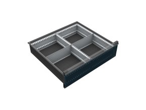 Organizér nářadí do zásuvky skříní KOVOS se šířkou 720 mm, 4 přihrádky, 150 - 240 mm