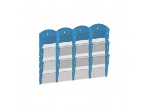 Nástěnný plastový zásobník na prospekty - 4 x 3 A5, modrý