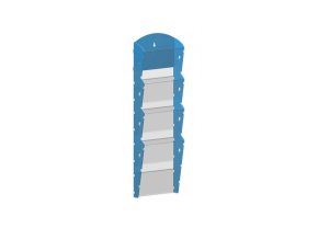 Nástěnný plastový zásobník na prospekty - 1 x 4 A5, modrý