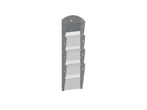 Nástěnný plastový zásobník na prospekty - 1 x 4 A5, šedý