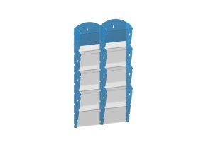 Nástěnný plastový zásobník na prospekty - 2 x 4 A5, modrý