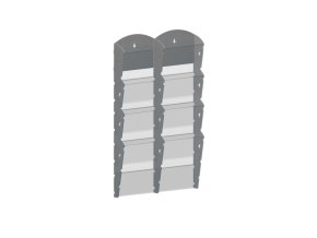 Nástěnný plastový zásobník na prospekty - 2 x 4 A5, šedý