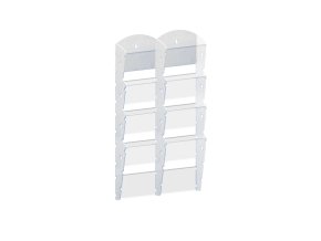 Nástěnný plastový zásobník na prospekty - 2 x 4 A5, bílý