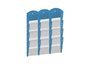 Nástěnný plastový zásobník na prospekty - 3 x 4 A5, modrý
