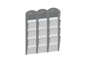 Nástěnný plastový zásobník na prospekty - 3 x 4 A5, šedý
