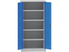 Dílenská kovová skříň na nářadí KOVONA, 4 police, svařovaná, nosnost 50 kg, 950 x 500 x 1950 mm