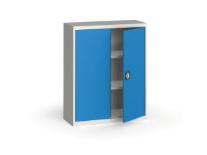 plechova policova skrin na naradi kovona 1150 x 950 x 400 mm 2 police seda modra 12829