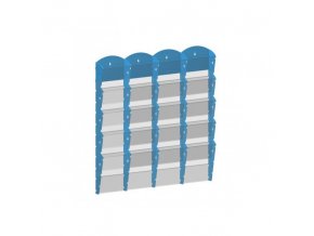 Nástěnný plastový zásobník na prospekty - 4 x 5 A5, modrý