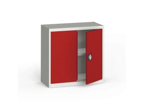 plechova policova skrin na naradi kovona 800 x 800 x 400 mm 1 police seda cervena 113412