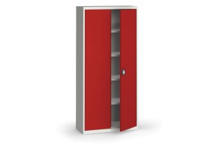 plechova policova skrin na naradi kovona 1950 x 950 x 400 mm 4 police seda cervena 12880