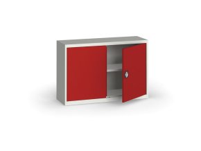 plechova policova skrin na naradi kovona 800 x 1200 x 400 mm 1 police seda cervena 12842