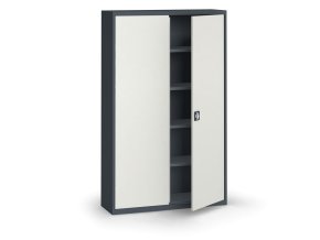 plechova policova skrin na naradi kovona 1950 x 1200 x 400 mm 4 police antracit seda 12857