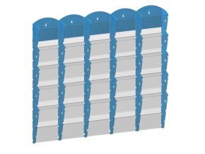 Nástěnný plastový zásobník na prospekty - 5 x 5 A5, modrý