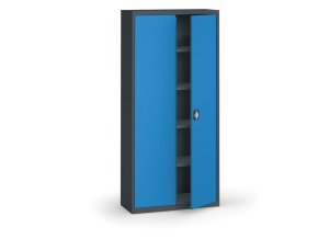 plechova policova skrin na naradi kovona 1950 x 950 x 400 mm 4 police antracit modra 12863