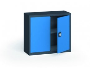 Plechová policová skříň na nářadí KOVONA, 800 x 950 x 400 mm, 1 police, antracit/modrá