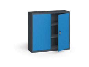 plechova policova skrin na naradi kovona 1150 x 1200 x 400 mm 2 police antracit modra 12867