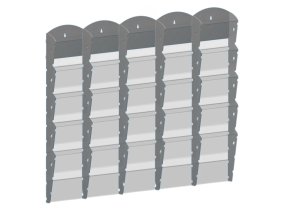 Nástěnný plastový zásobník na prospekty - 5 x 5 A5, šedý