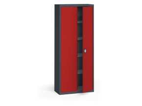 plechova policova skrin na naradi kovona 1950 x 800 x 400 mm 4 police antracit cervena 12869