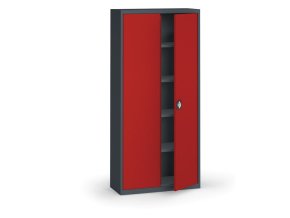 plechova policova skrin na naradi kovona 1950 x 950 x 400 mm 4 police antracit cervena 12872