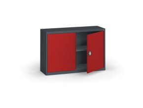 plechova policova skrin na naradi kovona 800 x 1200 x 400 mm 1 police antracit cervena 12876